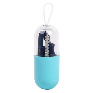 Paille pliable en silicone ecologique, portable, reutilisable, legere et souple (bleue) - Neuf
