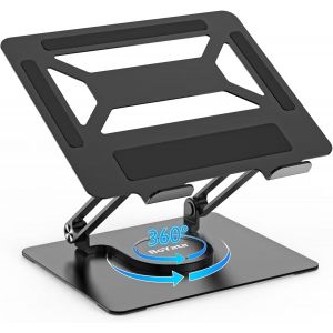 Support Ordinateur Portable Avec Base Rotative À 360 Support Ergonomique Réglable Pour Ordinateur Portable Pour Bureau, Compatible Avec Macbook Pro/Air, Ordinateurs Portables Jusqu'À 17""-Noir - Neuf