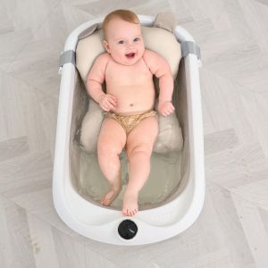 Baignoire B&eacute;b&eacute; Pliable - Thermom&egrave;tre Et Coussin Inclus - Cloud - Beige | Superbe Bebe - Neuf