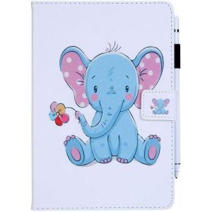 Coque Tablette Universelle 8 Pouces Animaux ?l&iquest;&iquest;phant Bleu Enfant Motif Pochette Flip Prot&iquest;&iquest;ge Portable Blanche Etui a Rabat Clapet en Cuir PU Rabat Magn&iquest;&iquest;tique Support Fonction Housse Bumper - Neuf