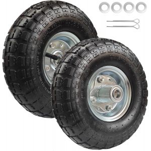 VornixorSarlshopLot de 2 Roue Tondeuse 4.10/3.50-4 Pneu Gonflable 4.10 3.50-4 pour Roue Brouette,Chariot de Jardin,Camion &agrave; Main,Wagon,Monte-Charges, Grues,260x85mm,Capacit&eacute; de Charge Max. 136kg - Neuf