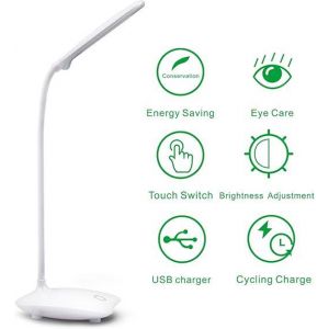 Lampe De Bureau Led Flexible Avec Protection Oculaire, Lampe De Chevet, Lampe De Lecture Led Blanche [Classe &Eacute;nerg&eacute;tique A+++] - Neuf