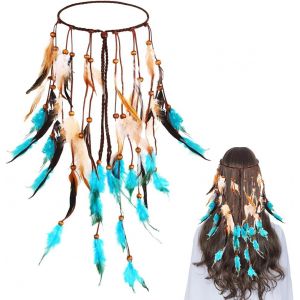 Kalvd-Bandeaux Mode Pour Femme,Serre-Tête Indien À Plumes Et Pampilles Style Bohème Hippie,Bandeaux Élégants Pour Cheveux Coiffure À Exquise Accessoires De Fête Pour Femmes,Pour Femmes Filles Fête - Neuf