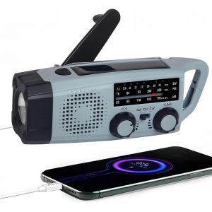 Radio D'Urgence-Batterie De 2000 Mah-Chargeur Solaire-Power Bank Usb-Radio Am/Fm Avec Alarme Sos-Lampe De Poche-Chargement À 3 Voies-Radio D'Urgence-Pour L'Intérieur Et L'Extérieur - Neuf