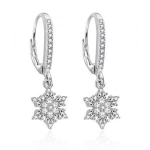 Boucles D'oreilles Pendantes En Argent Flocons Avec Zircon Cubique Agt-E146lw - Neuf