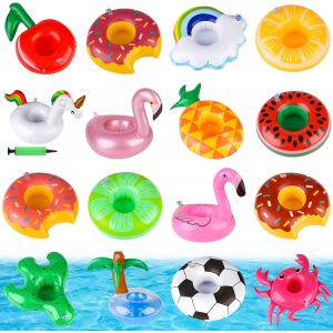 Lot De 17 Porte-Gobelets Gonflables Pour Piscine, Dessous De Verre Pour Boissons, Porte-Bouteille Gonflable, Porte-Bouteille Flottant Pour Famille, Piscine, F&ecirc;te - Neuf