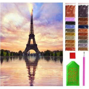 Diamond Painting-Vue De Paris Avec La Tour Eiffel-30x40 Cm-5d Peinture Diamant Painting,Tableau Diamant - Neuf