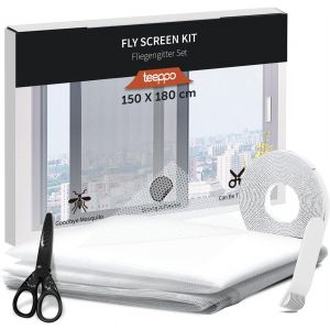 Moustiquaire Fenêtre 150x180 cm sans Perçage-Toile Moustiquaire Auto-Adhésive-Filet Moustiquaire avec Ruban Auto-Aggripant,Installation Facile sans Perçage-Découpable sur Mesure (Blanc) - Neuf