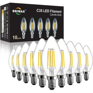 Lot De 10 Ampoules E14 Dimmables 5000k Blanc Froid, Ampoule Filament Led E14 C35, 4w=40w, Ampoule Bougie 400lm En Verre Claire, Angle D'éclairage 360°, Pour Lampe De Chevet, Appliq[Amp741409] - Neuf