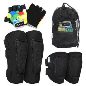 Ensemble De Protections Sportives Movtotop Pour Enfants : Genouill&egrave;res, Coudi&egrave;res Et Gants Pour Des Activit&eacute;s De Plein Air En Toute S&eacute;curit&eacute; (3 &Agrave; 10 Ans) - Noir - Neuf