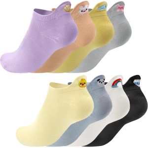 Kalanka-8 Paires Chaussettes Courtes Femme En Coton 35-38, Respirant Soquette Basse Sport Fantaisie Chaussettes Languettes Femme Fille Avec Diff&eacute;rents Motifs - Neuf