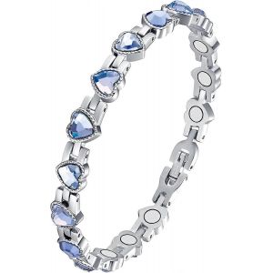Bracelet Magnétique Pour Femmes,Bracelets Magnétiques En Acier Titane Avec Magnifique Amour Étincelant En Forme De Coeur En Zircone Cubique - Neuf