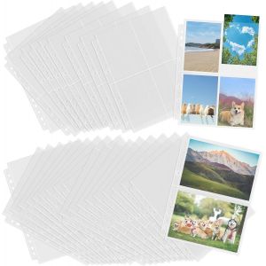 Pack of 30 A4 Photo Pouches,2/4 Compartments Photo Pockets,Photo Binder Pockets,Card Sleeves for Binding Rings 2/3/4,Double-Sided Photo Page Protectors - Neuf