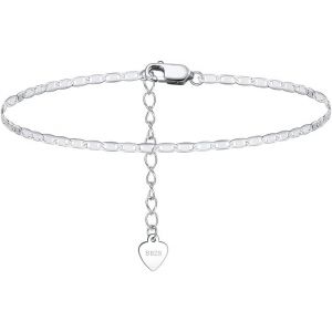 Senior-925 Sterling Silver Anklet For Women Anklet Ankle Bracelet Summer Barefoot Ankle Chain 8+2 Inch Adjustable Ankle Chain, Sterling Silver[L702] - Neuf