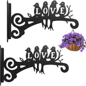 MEVRONISSHOP-Hanging Plant Holder, 2 Pi&egrave;ces Supports Jardin Suspendus Cintres Pot Fleur Avec Vis 10in Pour Lanternes, Paniers Suspendus, Cages &Agrave; Oiseaux, Carillons &Eacute;oliens (4 oiseaux) - Neuf