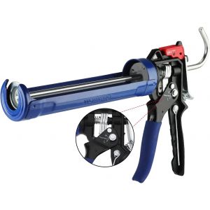 Pistolet a Calfeutrer Silicone WORKPRO en Metal avec 2 Modes de Rapport de Poussee, Transmission de Force 9:1 et 18:1, Pistolet a Cartouche pour Cartouches de Silicone et d'Adhesif de 295ml - Neuf