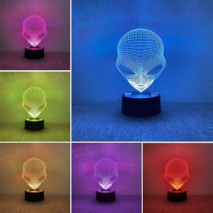 Lampe Alien 3d Decorative, Lampe De Chevet Chambre Intelligente &Agrave; 7 Couleurs Pour Enfants, Veilleuse Led D&eacute;corative Chambre Ado Pour &Agrave; Coucher, Cadeau D'anniversaire Pour Gar&ccedil;ons Et Filles - Neuf