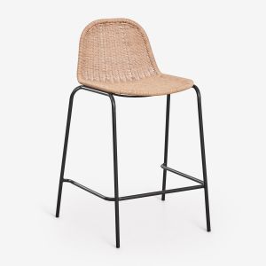 Tabouret De Jardin Haut Empilable En Rotin Synth&eacute;tique Reiven Noir &iquest;65 Cm - Neuf