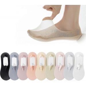Mytjv-9 Paires De Chaussettes En Soie Glacée Antidérapantes Invisibles, Chaussettes Intérieures Fines Et Respirantes Pour Femmes Chaussettes De Doublure Ultra Décolletée - Neuf
