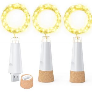 Kal-Guirlande Lumineuse 2024 Led À Piles Rechargeable Par Usb Avec Bouchon En Liège Pour Décorations De Noël - Neuf