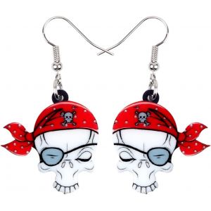 Kal-Halloween Pirate Tête De Mort Boucles D'oreilles Crossbones Bijoux Pour Femme Fille Skull Accessoire Charms - Neuf