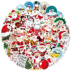 100 Pièces De Noël Stickers Pack Pour Décoration De Noël, Imperméable À L'eau Autocollants Pour Planches À Roulettes Voiture Motos Moto Bagages Valise Pour Ordinateur Portable - Neuf