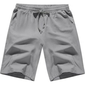 Uaa-Short D'été Léger Et Aéré Pour Homme Short Homme Avec Poche Respirant Pantalon Court De Loisirs Coton Short De Plage Décontracté Shorts Taille Élastique Avec Cordon De Serrage - Neuf