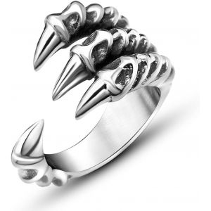 Tianyi-Dragon Anneau Pour Hommes, Acier Inoxydable Bague Homme Dragon Réglable Ouvert Bague Dragon Argent Cool Bagues Gothiques Vintage Dragon Claw Ring Hommes - Neuf