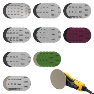 Papier Poncer Phare Voiture, 125mm- 45 Pièces Papier de Verre Carrosserie, Disque Poncage Verre Sec à l'Eau, Disque de Papier Abrasif Feuille de Sable, grains 400/600/800/1000/2000/2500/3000/5000 - Neuf