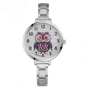 Gaiety Femmes Belle Hibou Motif Cadran Bracelet En Alliage Fin Montre &Agrave; Quartz Montre-Bracelet Analogique (Argent) - Neuf