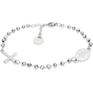 Bracelet Rosario Cristaux Argentés Acier Unisexe - Neuf