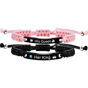 Kal-Lot De 2 Bracelets Personnalis&eacute;s Pour Couple U2013 Bracelets D'identification Tress&eacute;s Faits &Agrave; La Main Pour Homme Et Femme Pour Petit Ami Et Petite Amie - Neuf
