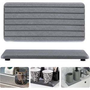 Tianyi-Lot De 2 Tapis D'égouttement Pour Vaisselle - 21 X 10 Cm - Pierre Absorbante - Tapis De Salle De Bain - Tapis D'égouttement Avec Semelle En Caoutchouc Anti-Taches - Tapis D'égouttement - Tapis - Neuf