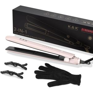 Cmwx-Lisseur Cheveux, 2 En 1 Lisseur Boucleur Cheveux Antistatique Rev&ecirc;tement C&eacute;ramique, &Eacute;cran Led, Fer &Agrave; Lisser Chauffage Rapide Pour Cheveux &Eacute;pais, Cr&eacute;pus Et Tr&egrave;s Longs, 120-230&deg;C - Neuf