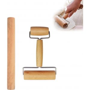 Subzonal-Rouleau À Pâtisserie À Double Tête En Bois De Hêtre - 2 En 1 - Pour Pizza, Biscuits, Fondant Et Boulettes - Neuf