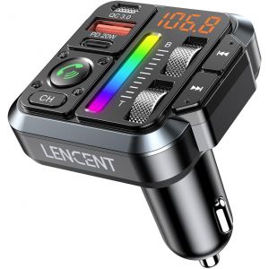 Transmetteur Fm Allume Cigare Bluetooth 5,3 Avec R&eacute;glage Des Aigus Et Des Basses &Eacute;metteur Fm Radio Appels Mains Libres, Chargeur Rapide De Voiture Pd 20w & Qc3,0, Siri Google Assistant - Neuf