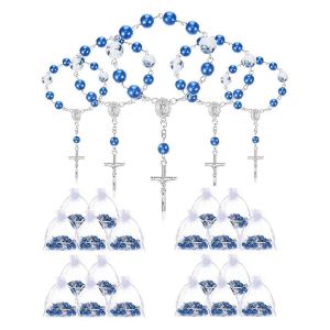 25 Pi&egrave;ces Bleu Bapt&ecirc;me Chapelet Mini Chapelets Petit Chapelet De F&ecirc;te - Neuf