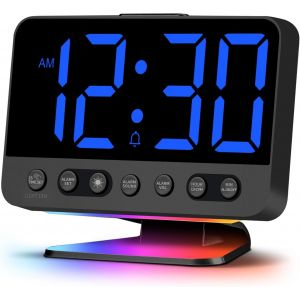 R&eacute;veil Num&eacute;rique Grand &eacute;cran LED,110 DB pour Les dormeurs Profonds,9 Minutes Snooze,USB Charging Port,12H/24H,Petite Horloge num&eacute;rique 14x10.5x2CM-Bleu - Neuf