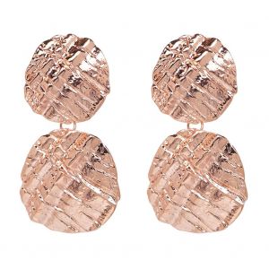Boucles D'oreilles Pendantes Geometriques Rondes Irregulieres Pour Femmes, Elegantes, En Alliage (Or Rose) - Neuf