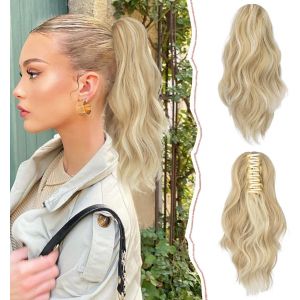 Court Ondul&eacute;e Extension De Queue De Cheval Pince 35cm Queue De Cheval Extension Synth&eacute;tiques Postiche Pince &Agrave; Griffe Boucl&eacute;s Cheveux Queue De Cheval D'aspect Naturel Pour Femme,Blond - Neuf