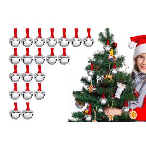 Lot de 20 cloches de No&euml;l argent&eacute;es avec le message &laquo; Croire &raquo; pour d&eacute;corer le sapin. - Neuf