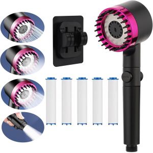 ChenQuanSarl-Pommeau De Douche Avec Filtre, Pomme De Douche À Économie D'Eau Avec 3+1 Modes, Douchette À Main Avec Interrupteur, Spa Pomme De Douche Haute Pression Multifonctionnelle Avec Tête Mas - Neuf