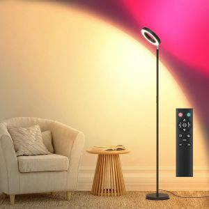 Lampadaire Led Sur Pied Salon, 36w 3600lm Lampe Salon Avec Variateur Télécommande Et Contrôle Tactile, Montage En 1 Minute, Base Lestée De 2,5 Kg, Lampe Sur Pied Adapté Pour Salon,Bureau(Noir Élégante - Neuf