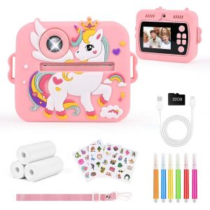 Appareil Photo Instantané Enfant, 1080P HD Appareil Photo Numérique Enfant avec Écran 2,4 & Carte 32 Go, Kids Camera, Cadeaux pour Garçons et Filles de 3 à 12 Ans(Violet) - Neuf