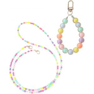 KAL-Pcs Longe De T&eacute;l&eacute;phone Portable, Color&eacute; Bijoux De Telephone, Collier Telephone Portable Avec Patch, Dragonne De Lani&egrave;re De T&eacute;l&eacute;phone, Bracelet Telephone Pour Femmes Filles - Neuf