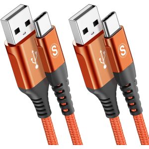 Lot De 2 C&acirc;bles Usb C 3,1 A 2 M + 3 M - Charge Rapide C&acirc;ble De Charge Usb C En Nylon Type C - Pour Samsung Galaxy S24 S23 S22 S21 S20 Plus/Ultra/Fe, Iphone 15 Pro Max, Note20, [CAB9161168] - Neuf