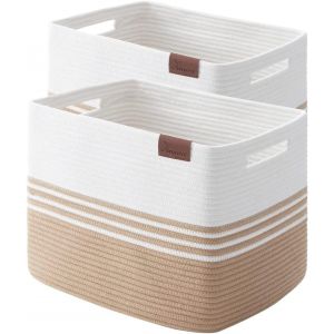 MEVRONISSHOP-Storage Baskets, 42L*2 Pack Storage Baskets for Organizing, Laundry Basket for Closet,Cotton Rope Blanket Basket for Storage, Toy Storage Basket for Living Room, Laundry Room, Bedroom-Ju - Neuf