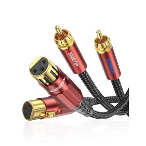 Câble Double XLR vers RCA, PREMIUM 2RCA Mâle vers 2XLR Femelle Câble Connexion Audio Stéréo HiFi, Plaqué Or 24K, Double Blindage - (3M) - Neuf
