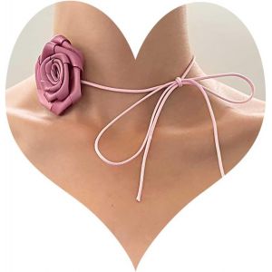 Kal-Tour De Cou Rose Boho Tour De Cou Floral Tour De Cou Fleur Rose Mariage Mariage Demoiselles D'honneur Main Fleur Rose Collier Velours Bijoux Pour Femmes Adolescentes Filles - Neuf