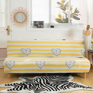 Housse De Canapé Extensible Sans Accoudoirs, Universelle, Pliable, Facile À Installer Et À Nettoyer, 3 Places, Rayures Jaunes - Neuf